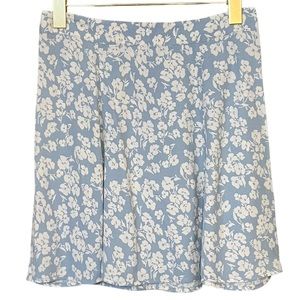 Reformation Flounce Mini Skirt Blue Floral Print Sz 2